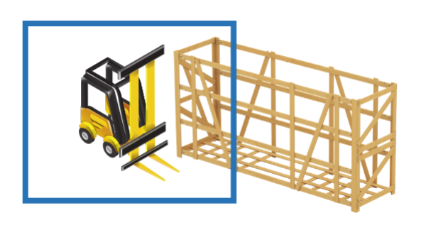 Crate handling by forklift