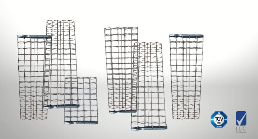 Cages spéciales pour filtres à manches avec filtre plat